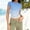 Light Blue, variant on YHAJDS Blouses for Women Short Sleeve Tshirts Cropped Round Neck All Over Print Stretchy Slim Fit Top