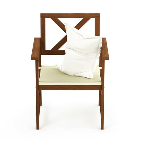 Furinno Tioman Hardwood X Back Arm Chair in Teak Oil with (Best Oil For Teak Furniture)