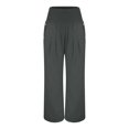thumbnail image 4 of Durtebeua 2024 Women Linen Pants Wide Leg High Waist Lounge Summer Casual Trousers Travel Vacation Z01-Dark Gray,3XL, 4 of 7
