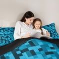 thumbnail image 4 of Feelyou Pixelated Blocks Miners Bedding Comforter Set 7pcs, Blue Abstract Full Bedding Set, 4 of 8