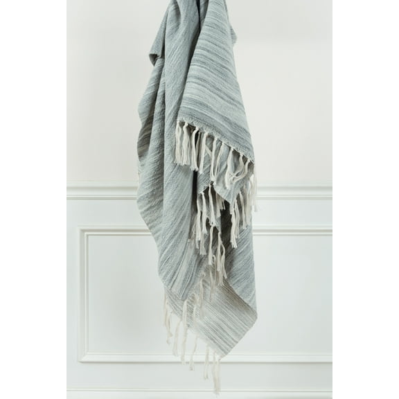 Rizzy Home Monochromatic Recycled Polyester Woven Throw, 50"x60" , Grey