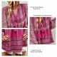 thumbnail image 5 of Mujeres floral impresión V Masajeadores de cuello camisa cordón manga larga Blusas Loose fit primavera y otoño estaciones superior para vacaciones ocio rosa L, 5 of 7