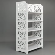 UWR-Nite White Wood Plastic Shoe Cabinet Carved Shoe Rack White Chic Hollow Shoe Tower Baroque Free Standing Shoes Storage Organizer Closet Shelves Holder Container