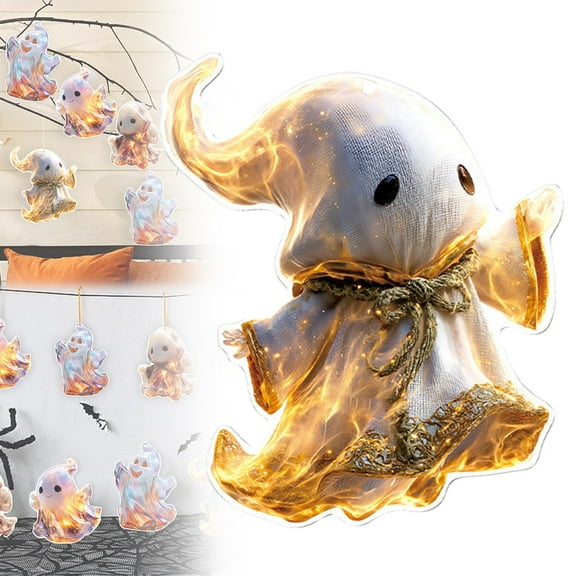 ZTTD 1Pcs Halloween Ghost Acrylic Decoration, 2D Halloween Tree Ornaments, Seasonal Hanging Decor for Kitchen Autumn Home Indoor Spaces Outdoor Yard Bedroom, Unique Collectibles