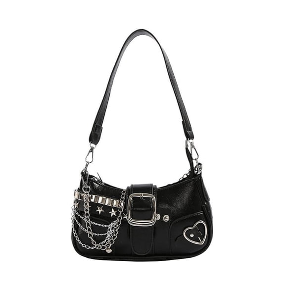 Ciwanning Stylish And Spacious Shoulder Bag With Buckles PU Leather Contemporary Underarm Bags For The Trendsetting Woman