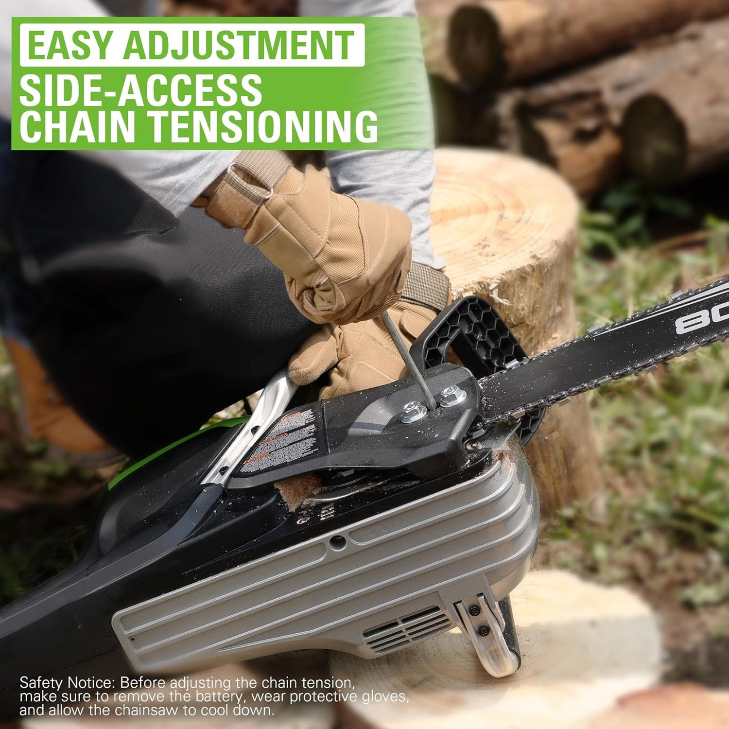 Greenworks 80V 20" Brushless Cordless Chainsaw (Great For Tree Felling, Limbing, Pruning, and Firewood), 75+ Compatible Tools, Tool Only, Green