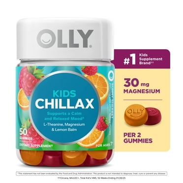 OLLY Kids Chillax Gummy Supplement with Magnesium and L-Theanine, 50 Count