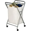 Household Essentials Single Hamper, Satin Silver / Natural Bag
