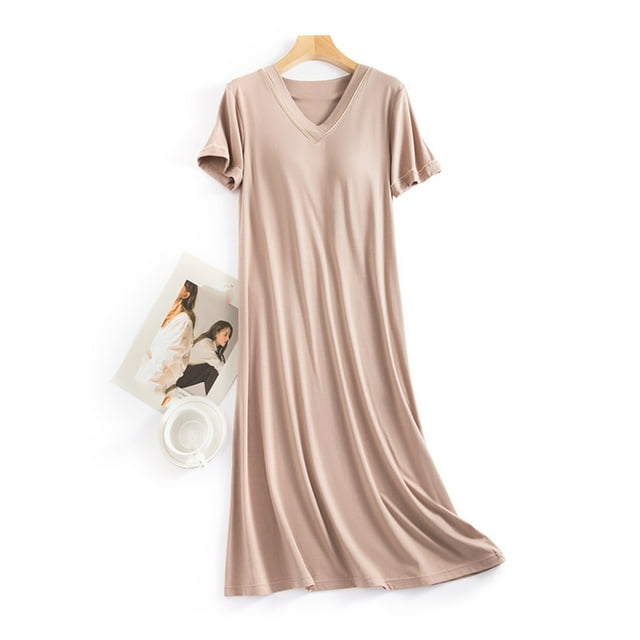 Pyjama pour Femmes, Robe de Nuit Sans Manches à Manches Courtes avec Coussinet de Poitrine, Ample et Confortable, Cadeaux pour Femmes, TTTG
