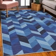 thumbnail image 3 of Geometrical Decorative Rug, Modern Herringbone Pattern with Zigzag Twisty Stripes Image Illustration, Quality Carpet for Bedroom Dorm and Living Room, 6 Sizes, Royal Blue, by Ambesonne, 3 of 4