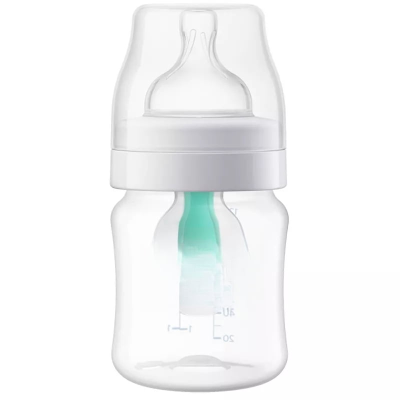 Anti-Colic Baby Bottle with AirFree Vent, 4 fl oz, Clear, Infant Feeding Bottle, Baby Feeding Bottle, Anti-Colic Bottle for Newborns, Silicone Baby Bottle