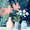Pink Flowers, variant on FORMRS Travel Umbrella Folding Auto Open Close Windproof Rain UV Protection, Skeleton with Rainbow