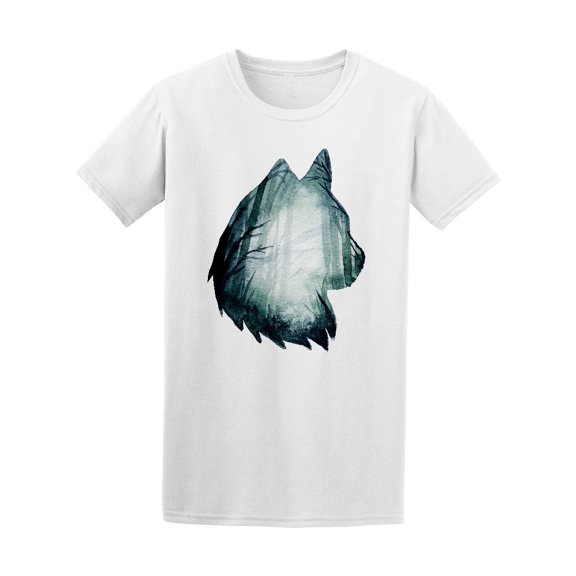 Watercolor Forest Wolf Shape T-Shirt Men -Image by Shutterstock, Male Medium
