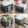 thumbnail image 3 of Storage Box Household Oxford Fabric Steel Frame Folding Clothes Quilt Closet Finishing Box Large Capacity Organizer Bag Home Decor, 3 of 7