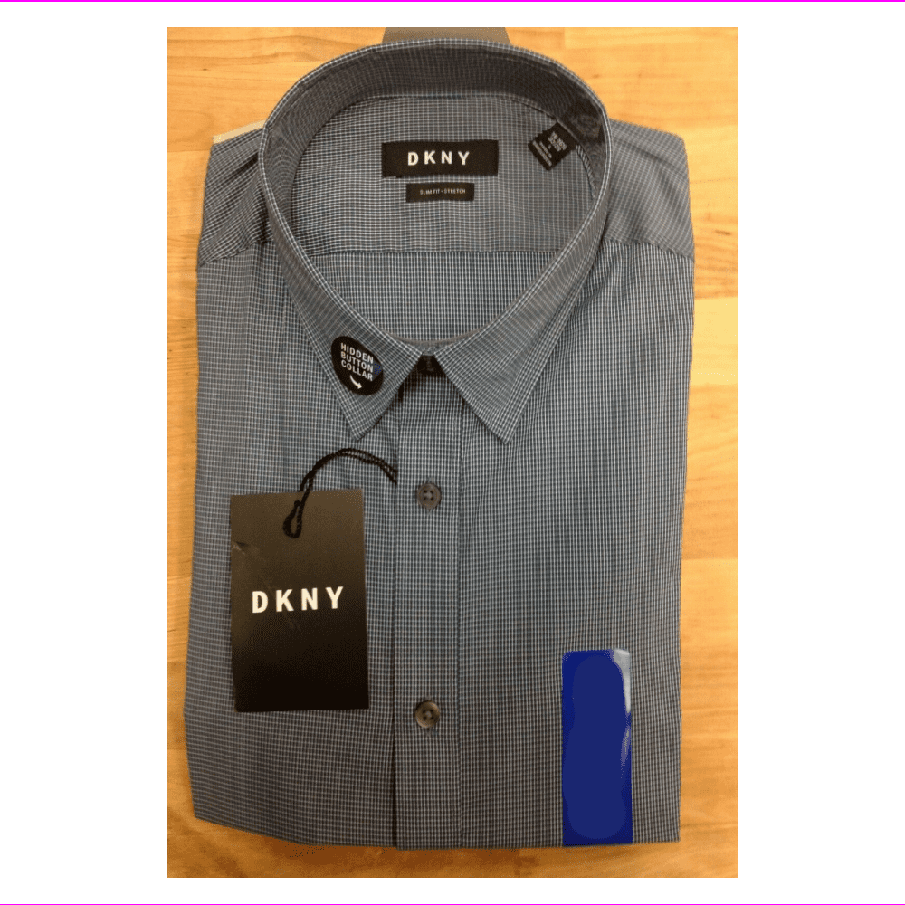 DKNY Men's Slim Fit Button Front Stretch Shirt 