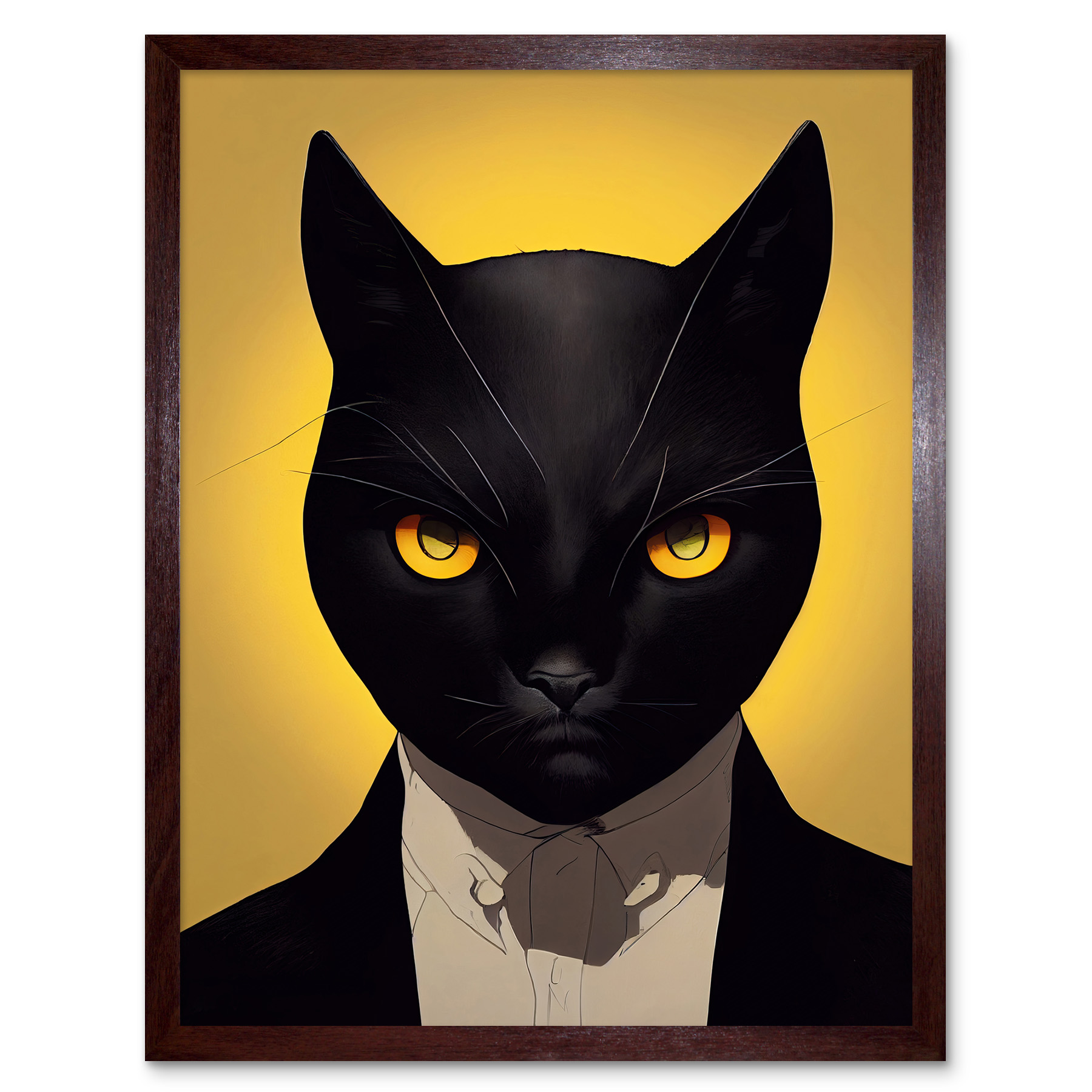 Le Chat Noir Black Cat Tuxedo Yellow Portrait Art Print Framed Poster ...