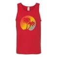 thumbnail image 2 of Two Coconut Palm Trees Beach Sunset | Mens Pop Culture Graphic Tank Top, Red, 2XL, 2 of 4