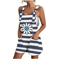 Drses Womens Summer Casual Loose Tank Romper Sleeveless Crewneck Jumpsuit Shorts Romper with Pockets