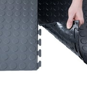 FlooringInc Nitro Flex Protective Garage Flooring Tiles, 20.5x20.5, 8 Tiles, 23.36 Sqft, Coin Pattern, Light Gray