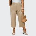 thumbnail image 5 of ZQUUVOU Women's Wide Leg Pants Plus Size Casual Cropped Pants For Women Khaki, 5 of 8