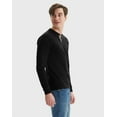 thumbnail image 3 of Hanes Beefy-T Men's Long Sleeve Henley Ebony M, 3 of 4