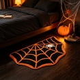 thumbnail image 5 of Linnome Halloween Web Floor Mat, Dirt Absorbent Crystal Velvet Bathroom Rug, Non-Slip Indoor Entrance Decoration Door Mat for Home Kitchen Bedroom-Purple and Orange Spooky Spiderweb Decor, 5 of 6