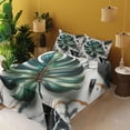 thumbnail image 2 of Ambesonne Monstera Fitted & Top Sheet Set with Sham, Abstract Mid Century Art, Fern Green Teal and Pale Grey, 2 of 5