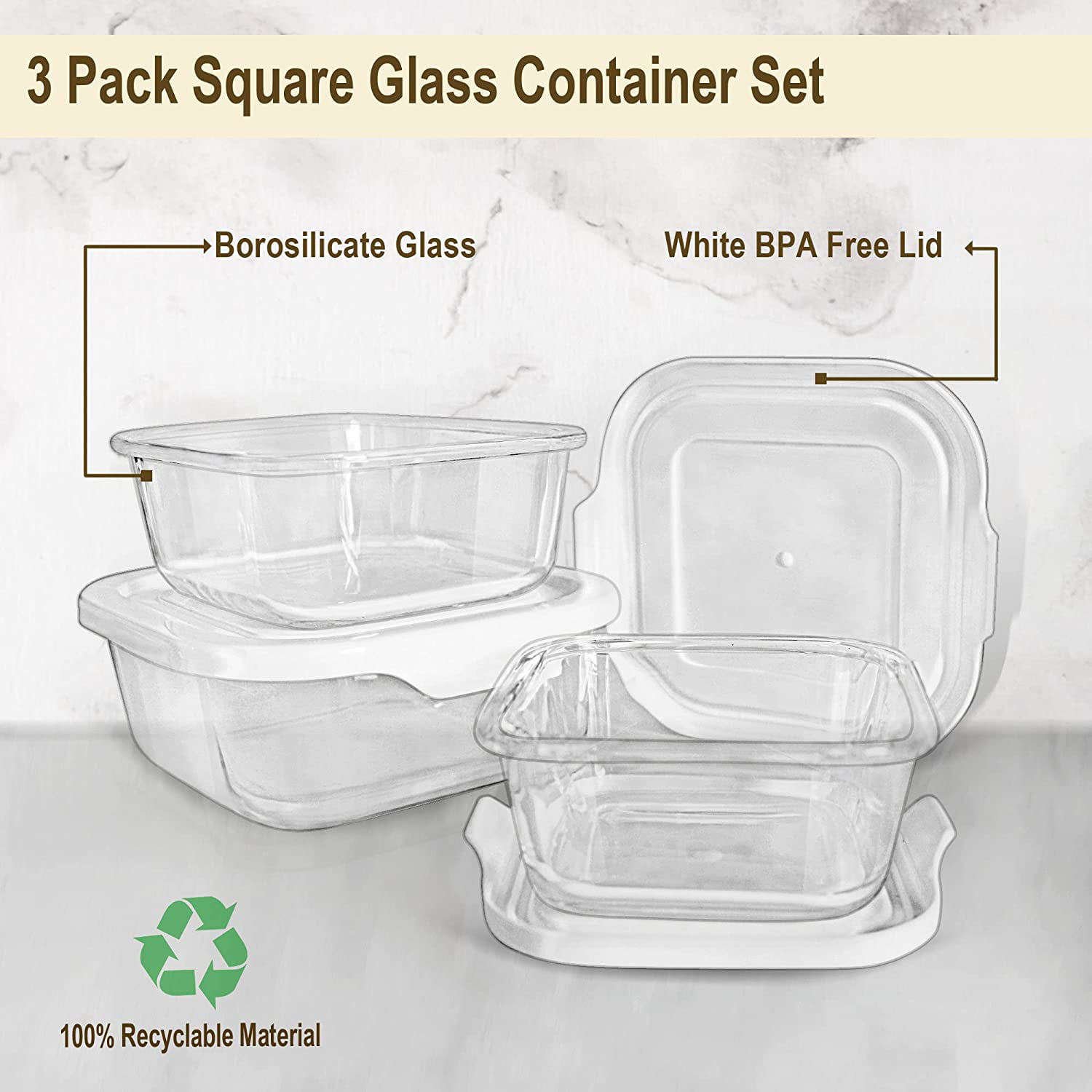 Prime Cook Glass Food Container/storage In Rectangle 3 Pieces Set & Reviews