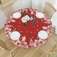 thumbnail image 3 of Christmas Round Fitted Tablecloth Best for 44"-48" Xmas Red White House Table Cloth Elastic Edge Waterproof Stain Resistant Washable Holiday Snowflake Pine Trees Table Cover for Party Picnic Decor, 3 of 4