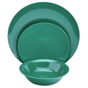 Tabletops Gallery 12 Piece Dark Green Melamine Dinnerware Set Plates Bowls for Indoor/Outdoor Use, Service for 4, Emerald