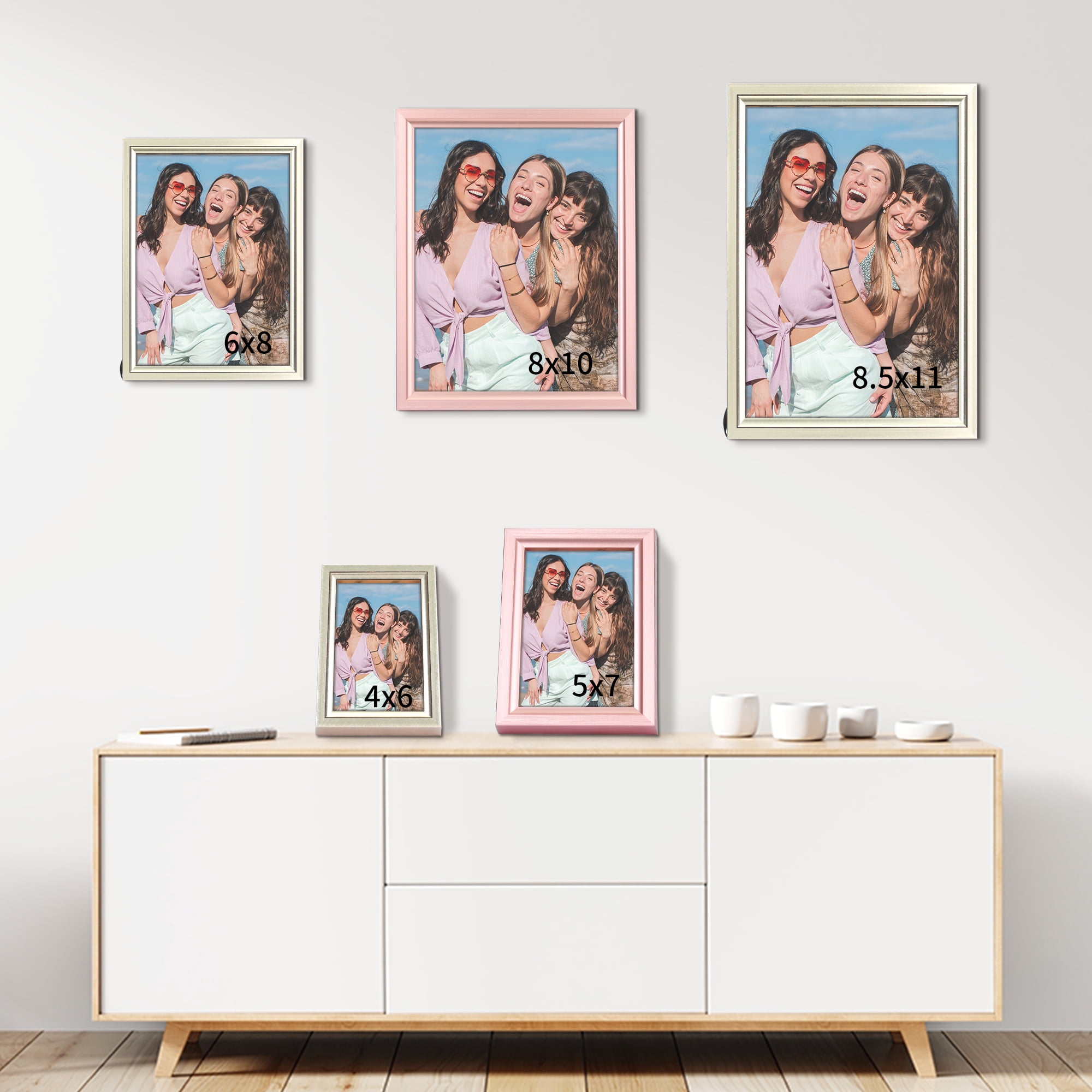 Unique Bargains Picture Frames Rectangle Photo Frame Display for Home Decor Gold 5x7"