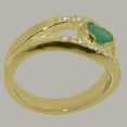 thumbnail image 3 of LBG British Made 18k Yellow Gold ring with Natural Emerald & Cultured Pearl Womens Band Ring - 33 size options - Size 11, 3 of 7