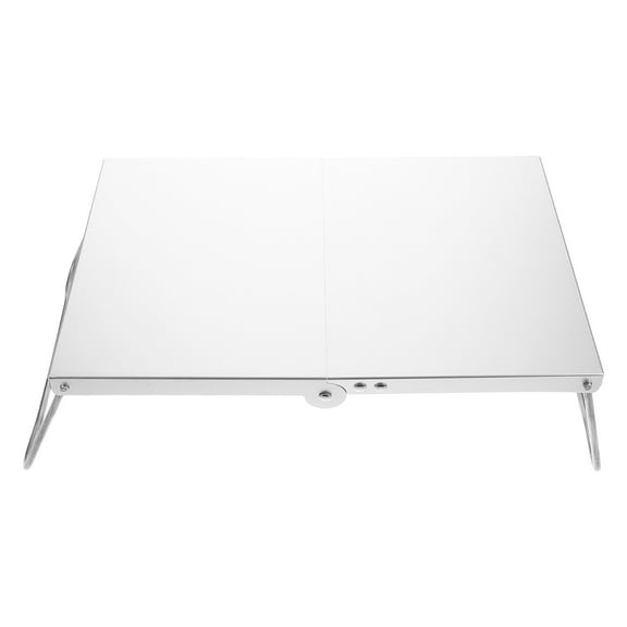 WEUVEB Foldable Outdoor Table Silver Stainless Steel Portable for Camping Picnic Bbq