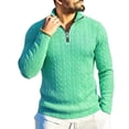 thumbnail image 2 of Gamivast Men's Quarter Zip Pullover Sweater Slim Fit Cable Knit Long Sleeve Warm Knitwear Mock Neck Thermal Tops Soft Business Casual Winter Daily Wear, 2 of 6