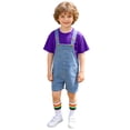 thumbnail image 6 of RTKFRFLM Kids' Denim Overall Shorts Set with Solid Color T-Shirt for Boys Girls School Stage Show 2 Piece Outfit Soft Breathable Daily Wear Trendy Elegant Clothing, 6 of 6