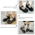 thumbnail image 3 of WRITWAA Women's Black Rubber Strap Block Heel Shoes, 1 Pair Height Increasing Comfortable Footwear for School and Daily Wear, 3 of 8