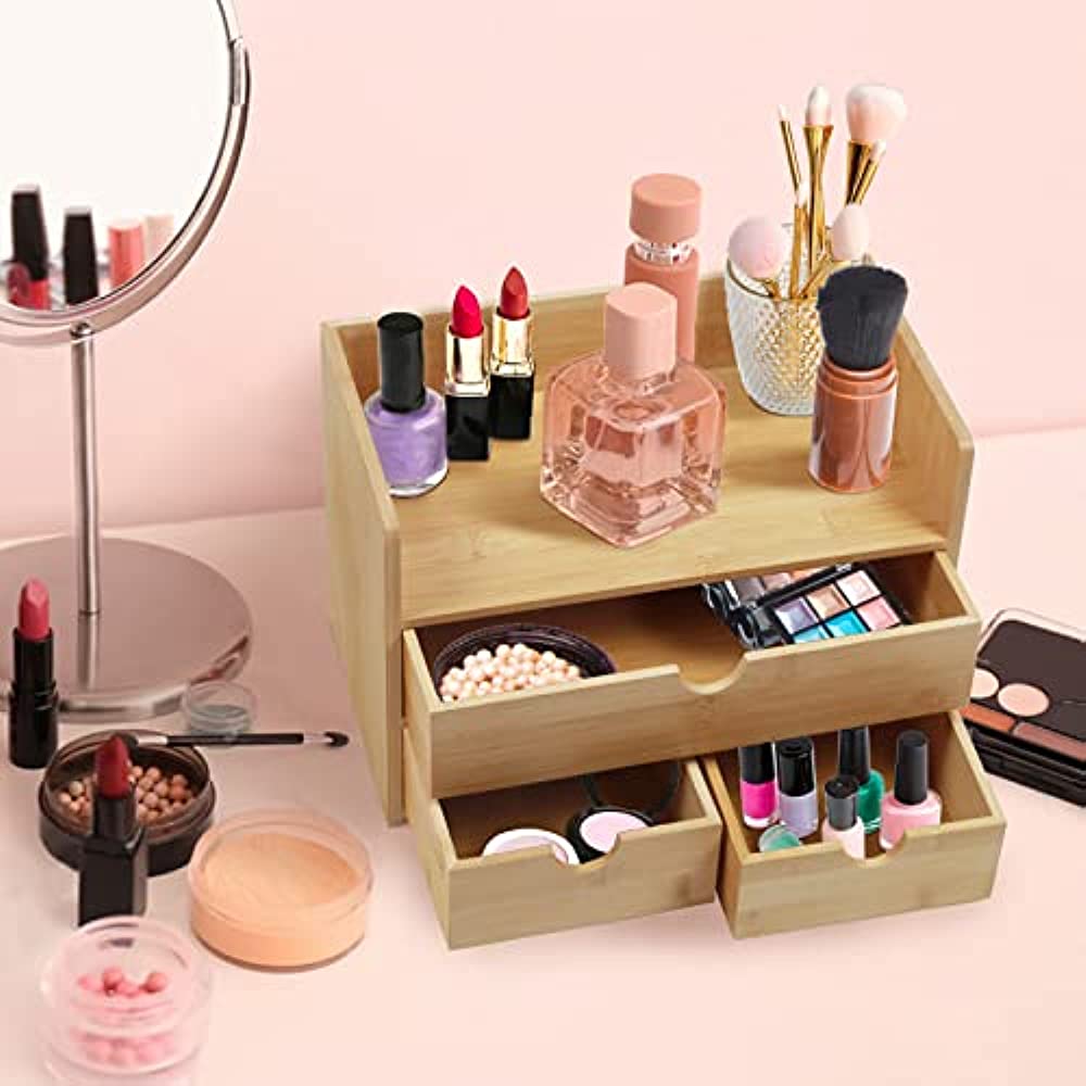 Vadunsuz Makeup Organizer Storage Box, Small Cosmetic Dresser Organizer for Skincare, Creams, Lipstick, Toners and Lotion, Cute Bedroom Bathroom Organizer