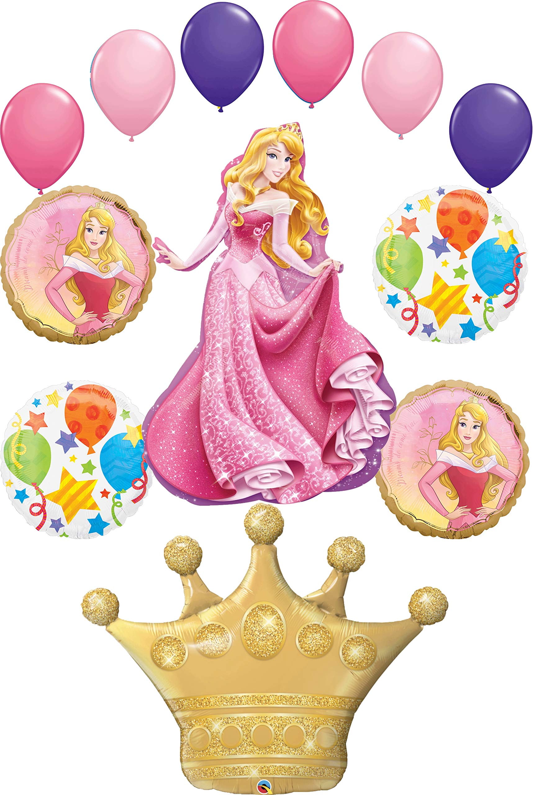 Sleeping Beauty Party Supplies Princess Crown Birthday Balloon Bouquet Decorations