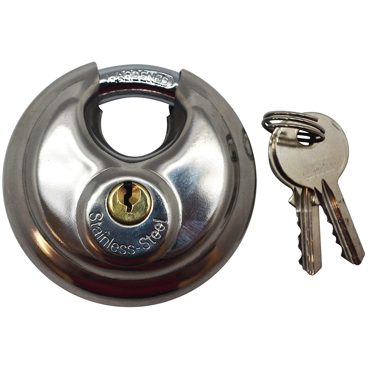 Details about   Disc Padlock 2-3/4 in Shrouded Shackle Keyed Stainless Steel Silver 3-Pack 