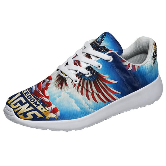 Patriotic Shoes Eagle Print Sneakers Lightweight Comfortable Running Shoes for Men Women White Size 3.5