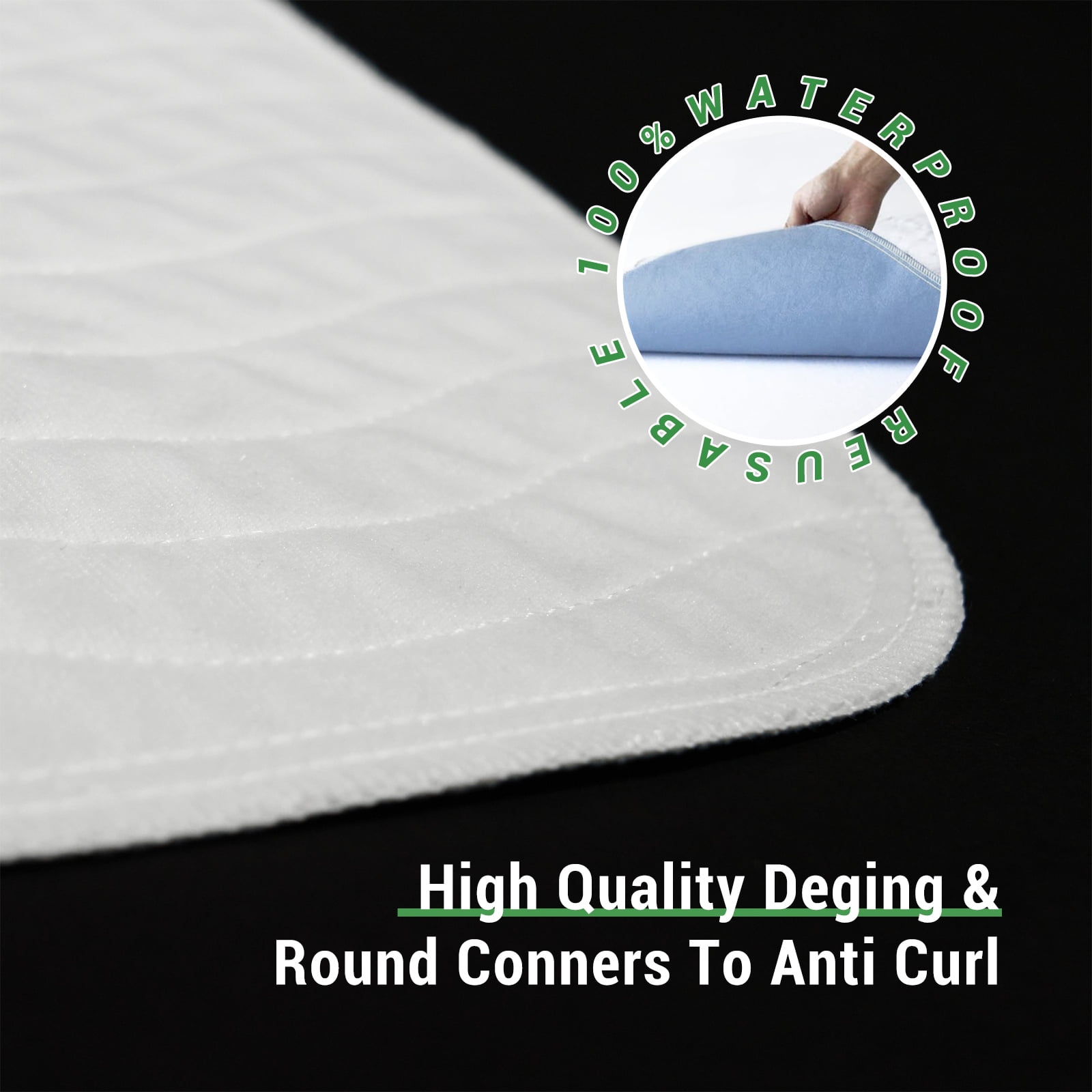 Gogreen Waterproof Reusable Underpads, 4-Layer Heavy Absorbency & Quilted Washable Pads for Kid, Adult, Elderly & Pet, Bedwetting Incontinence Pad for Bed, Sofa, Floor, Couch (34" x 36", Pack of 4)