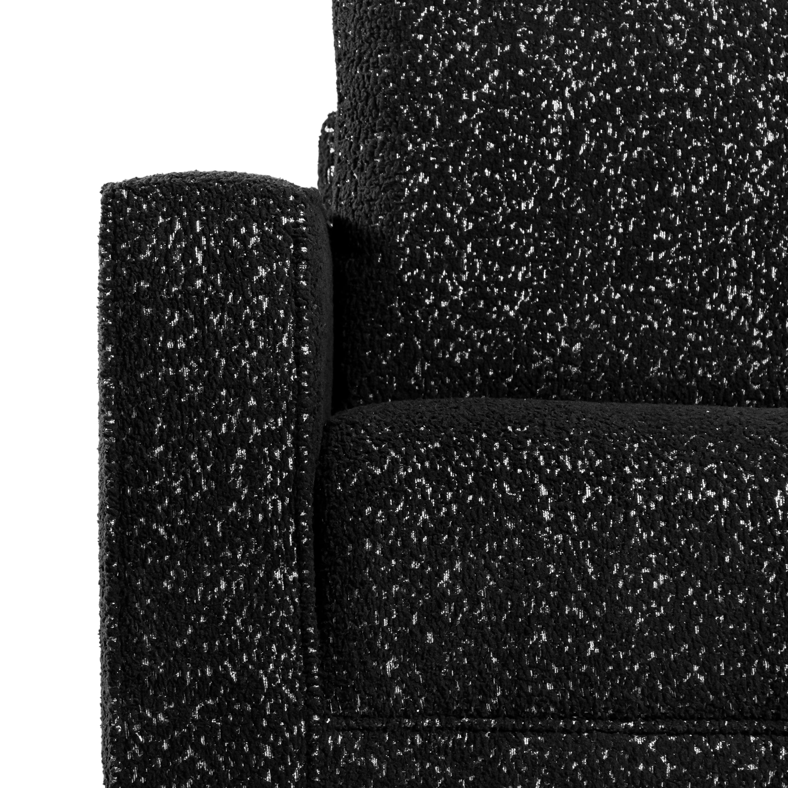 Furniture of America Doux Black MCM Custom Boucle Upholstered Fabric Welt Trim Armchair Living Room Accent Chair