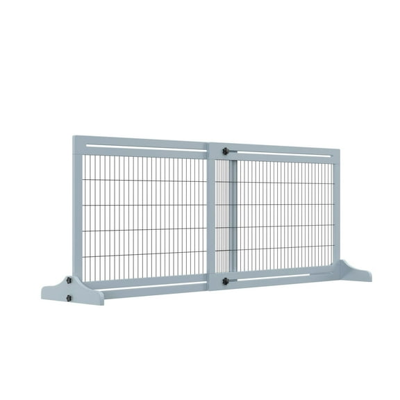 Freestanding Pet Gate Extra Wide 72", Adjustable Dog Cat Fence, Gray - Indoor/Outdoor Safety Barrier for Small & Medium Pets