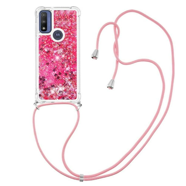 Funda FOXDOCK para Motorola Moto G Pure con Cuerda Ajustable, Brillo Líquido, Protección Antigolpes y Lente – Ideal para Regalo