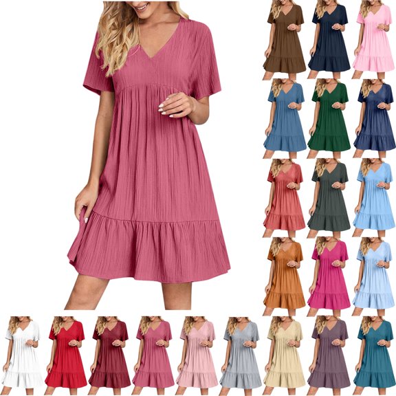 Womens Summer Dresses Women's Summer Button Up Shirt Skirt With A Collar Made Of Cotton And Linen Mini Dress Beige S