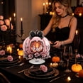 thumbnail image 5 of zhonghuaying 1 Pack Pink Halloween Pumpkin Rotating Ornament with Built-in Light, 6 Styles Hollow Ghost Floral Tabletop Centerpiece for Holiday Home Decor A, 5 of 5