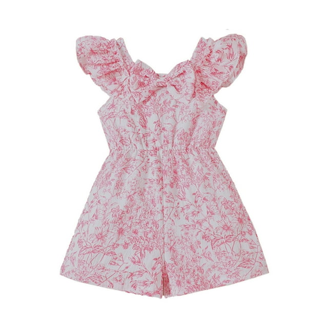 Robes d'Été pour Filles, Robe Décontractée Sans Manches à Imprimé Floral, Respirante et Douce pour l'École, Taille 4-5T