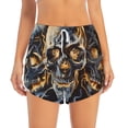 thumbnail image 2 of Yiaed Fiery Skull Trio Print Women's Running Shorts with Liner 3 Zipper Pockets Elastic Workout Athletic Gym Yoga Shorts-Medium, 2 of 7
