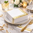 thumbnail image 5 of Gift Boutique Gold Trim Cocktail Napkins, 3-Ply Disposable Paper Beverage Napkins, 120 Count, 10x10 Inch Unfolded, White with Foil Stripe, 5 of 5