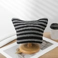 thumbnail image 4 of harmtty Little Devil Striped Knitted Hat Japanese Style Streetwear Harajuku Beanie Hat Women Autumn Winter Bonnet Cute Cat Ears Hat for Cold Weather Coffee, 4 of 8
